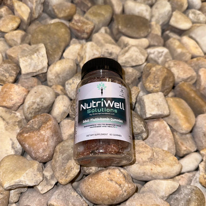 NutriWell Multivitamin Gummy Bottle with rock at Emory University Hospital, Atlanta, Georgia.