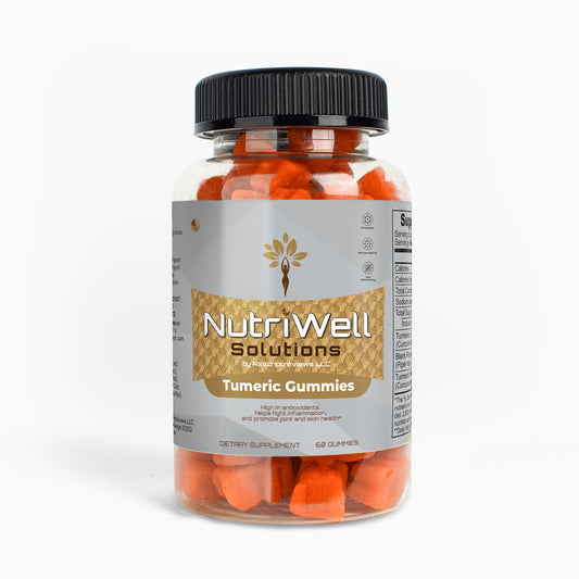 a bottle of NutriWell Solutions Turmeric Gummies