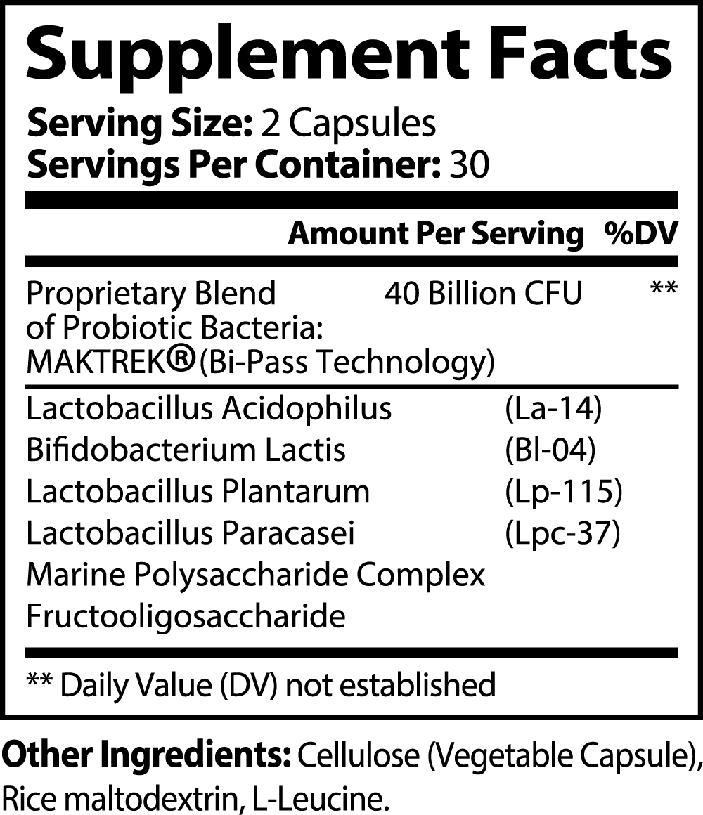 NutriWell Solutions Probiotic 40 Billion with Prebiotics supplement facts 