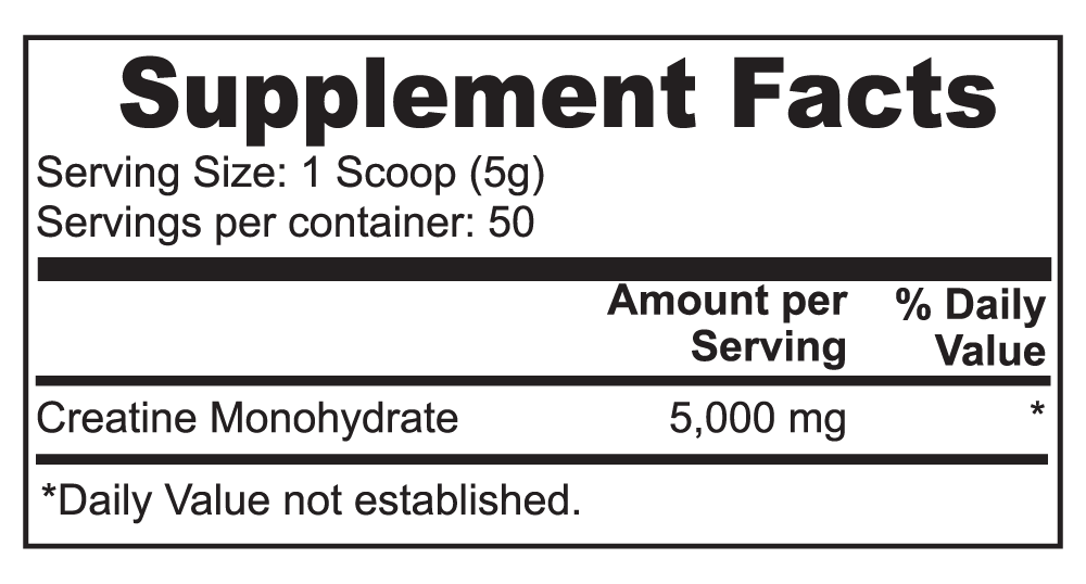 NutriWell Solutions’ Pure Creatine Monohydrate Supplement Facts 