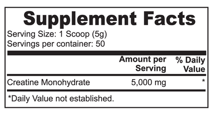 NutriWell Solutions’ Pure Creatine Monohydrate Supplement Facts 