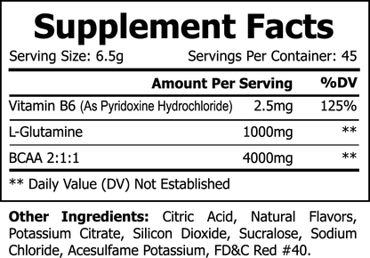 NutriWell Solutions BCAA Post Workout Powder (Fruit Punch) supplement facts 