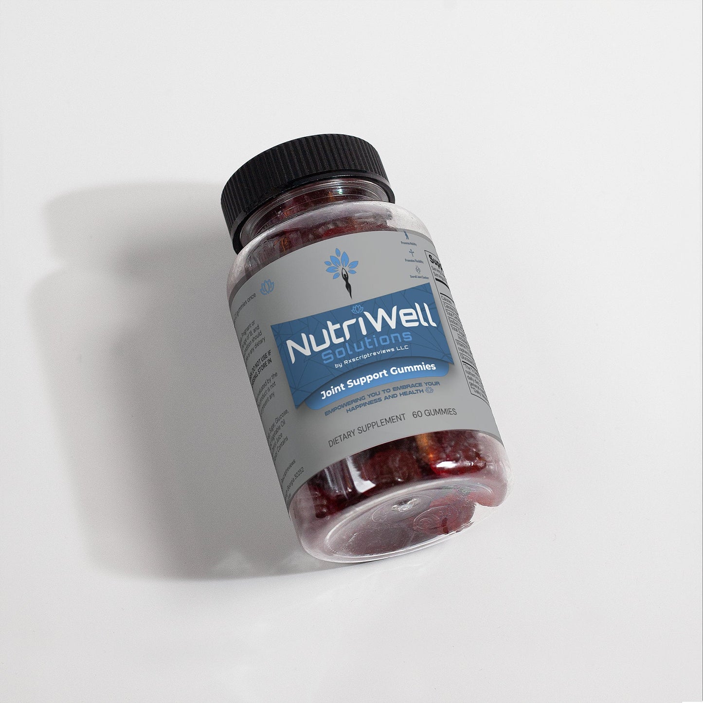 NutriWell Joint Support Gummy Bottle on its side 