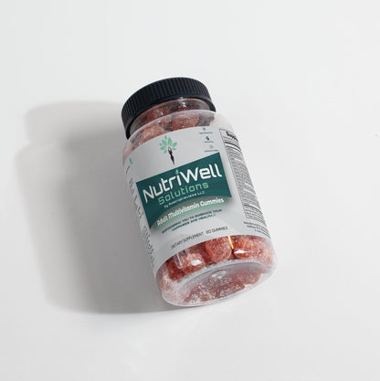 NutriWell Multivitamin Gummy Bottle on its side